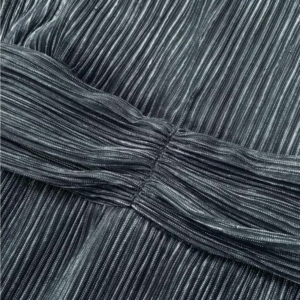 Bloomchic Cerulean Glitter Mesh Lined Surplice Neck Ruffle Pocket Dress 14-16 - Picture 5 of 11